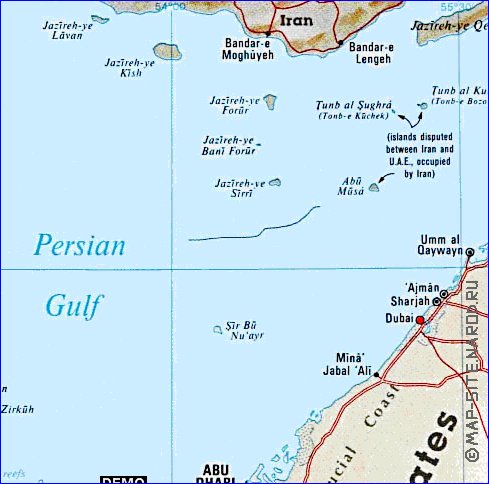 carte de Emirats arabes unis en anglais