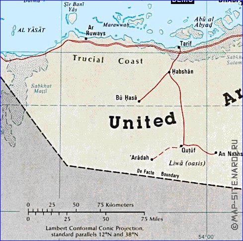 carte de Emirats arabes unis en anglais