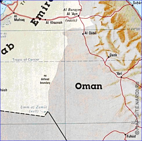 carte de Emirats arabes unis en anglais