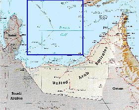 mapa de Emiratos Arabes Unidos em ingles