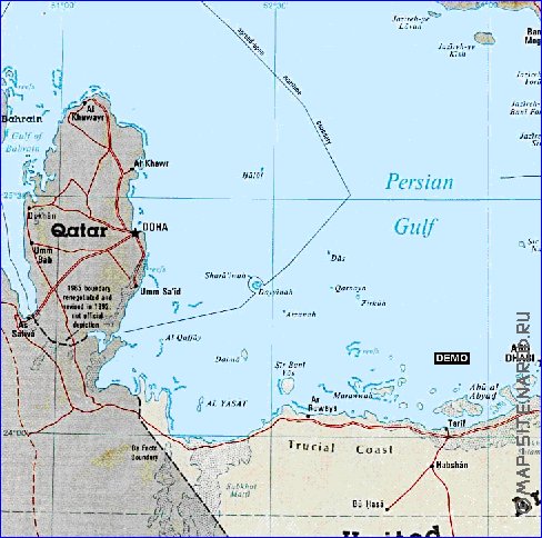 mapa de Emiratos Arabes Unidos em ingles