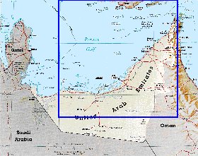 mapa de Emiratos Arabes Unidos em ingles