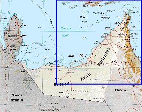 mapa de Emiratos Arabes Unidos em ingles