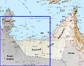 mapa de Emiratos Arabes Unidos em ingles