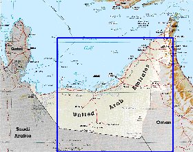 mapa de Emiratos Arabes Unidos em ingles