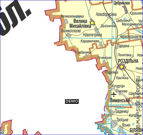 carte de Oblast d'Odessa de la langue ukrainienne