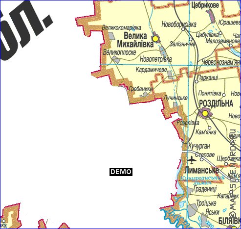 mapa de Odessa do idioma ucraniano