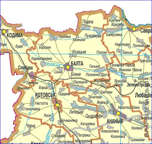 carte de Oblast d'Odessa
