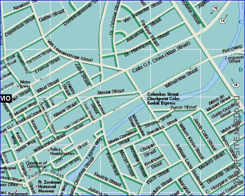 carte de Oranjestad en anglais