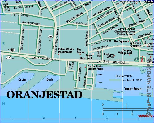 carte de Oranjestad en anglais