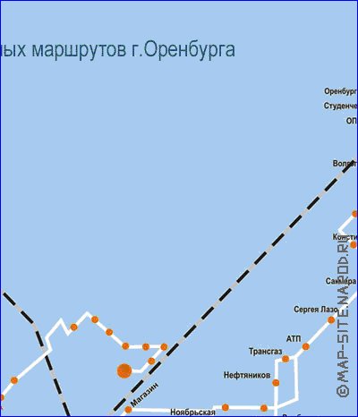 Transporte mapa de Orenburg