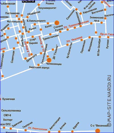 Transporte mapa de Orenburg