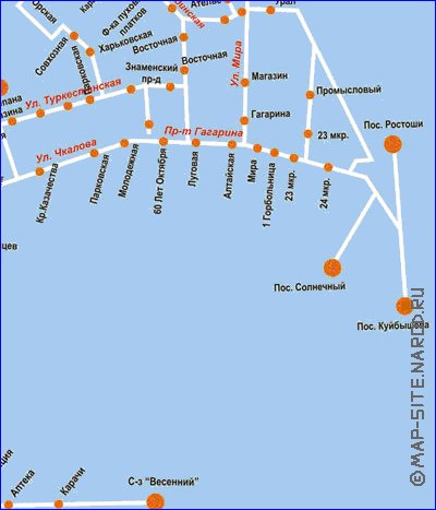 Transporte mapa de Orenburg