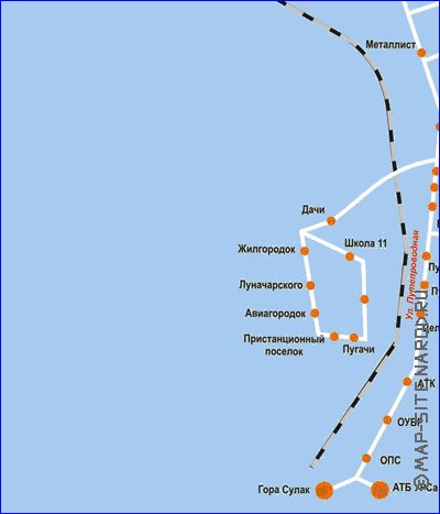 Transporte mapa de Orenburg