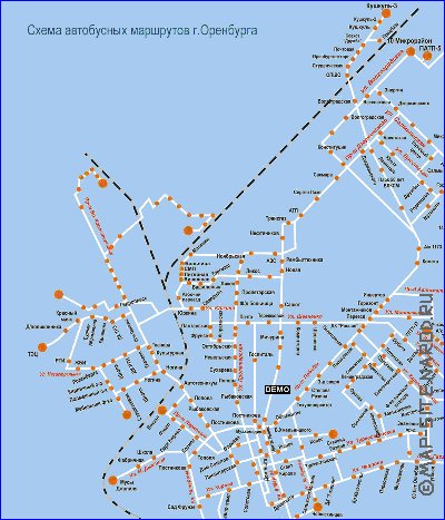 Transport carte de Orenbourg