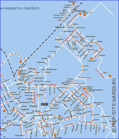 Transporte mapa de Orenburg