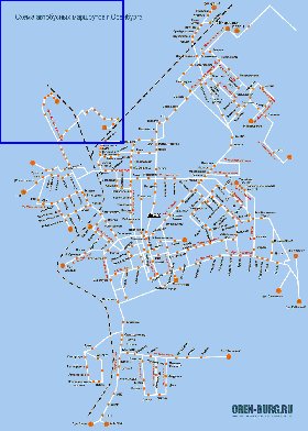 Transporte mapa de Orenburg