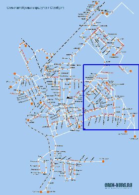 Transporte mapa de Orenburg