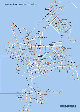 Transporte mapa de Orenburg