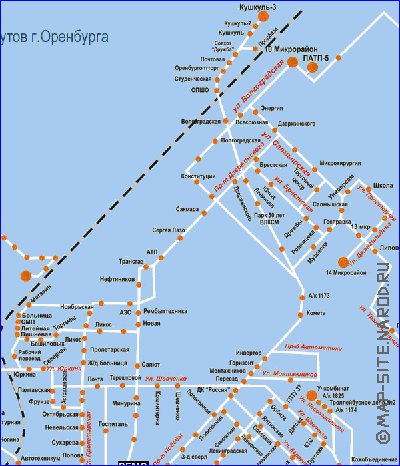 Transporte mapa de Orenburg