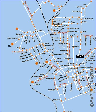 Transporte mapa de Orenburg