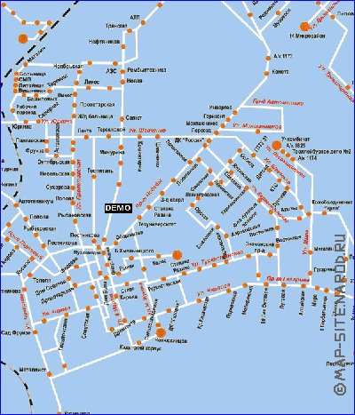 Transporte mapa de Orenburg