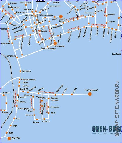 Transporte mapa de Orenburg