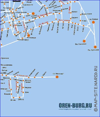 Transporte mapa de Orenburg