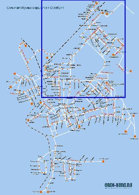 Transporte mapa de Orenburg