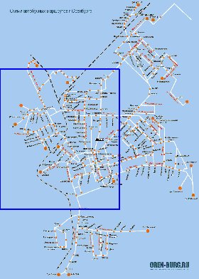 Transporte mapa de Orenburg