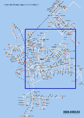 Transporte mapa de Orenburg