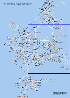 Transporte mapa de Orenburg