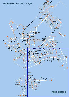 Transporte mapa de Orenburg