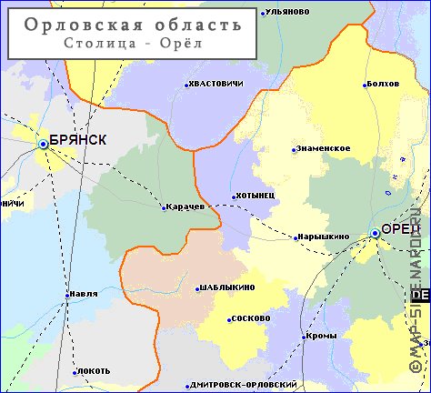 carte de Oblast d'Orel